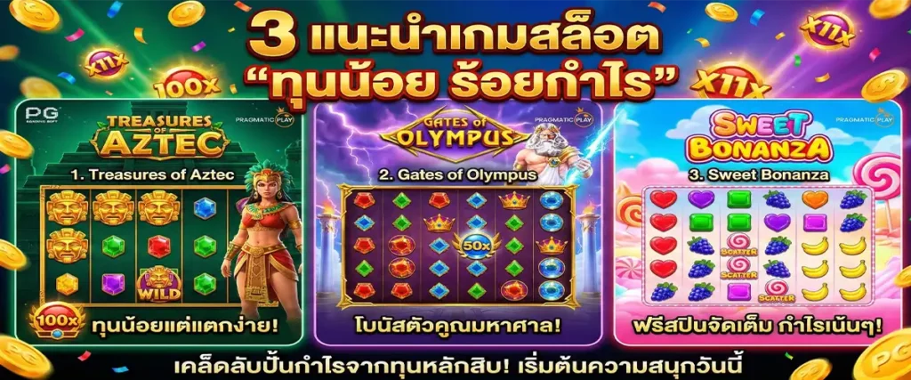 3 เกมสล็อตแนะนำ "ทุนน้อย ร้อยกำไร"
